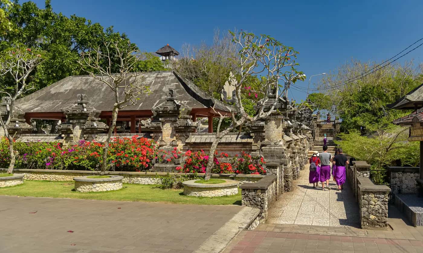Temple courtyard and entrance at Uluwatu in Bali, Indonesia
