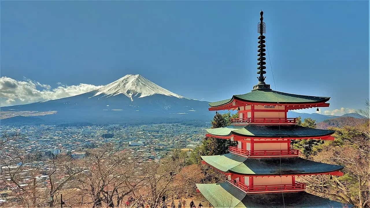 Chureito Pagoda with Mount Fuji in Japan; destination inspiration